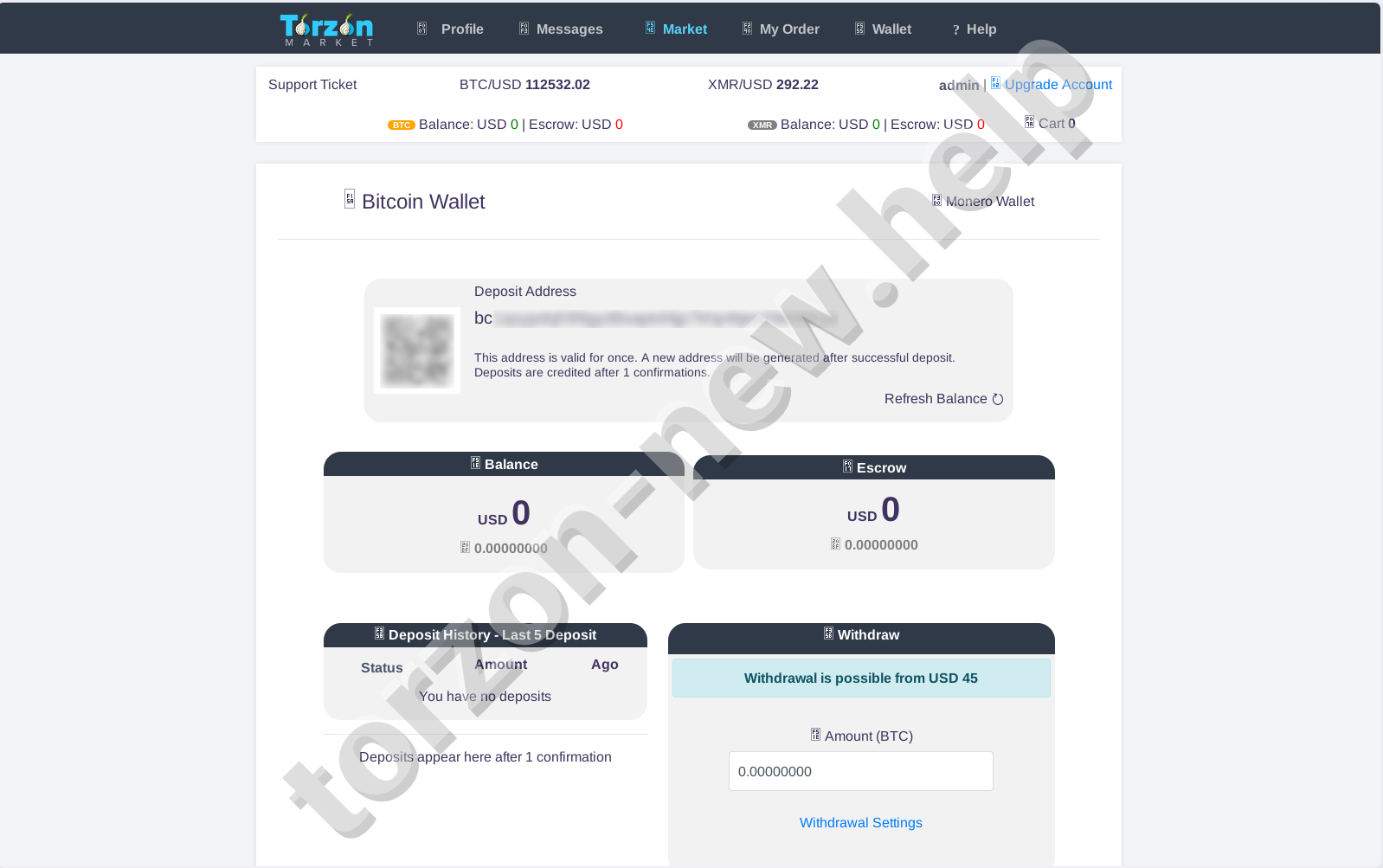 Torzon Market Bitcoin Wallet Management